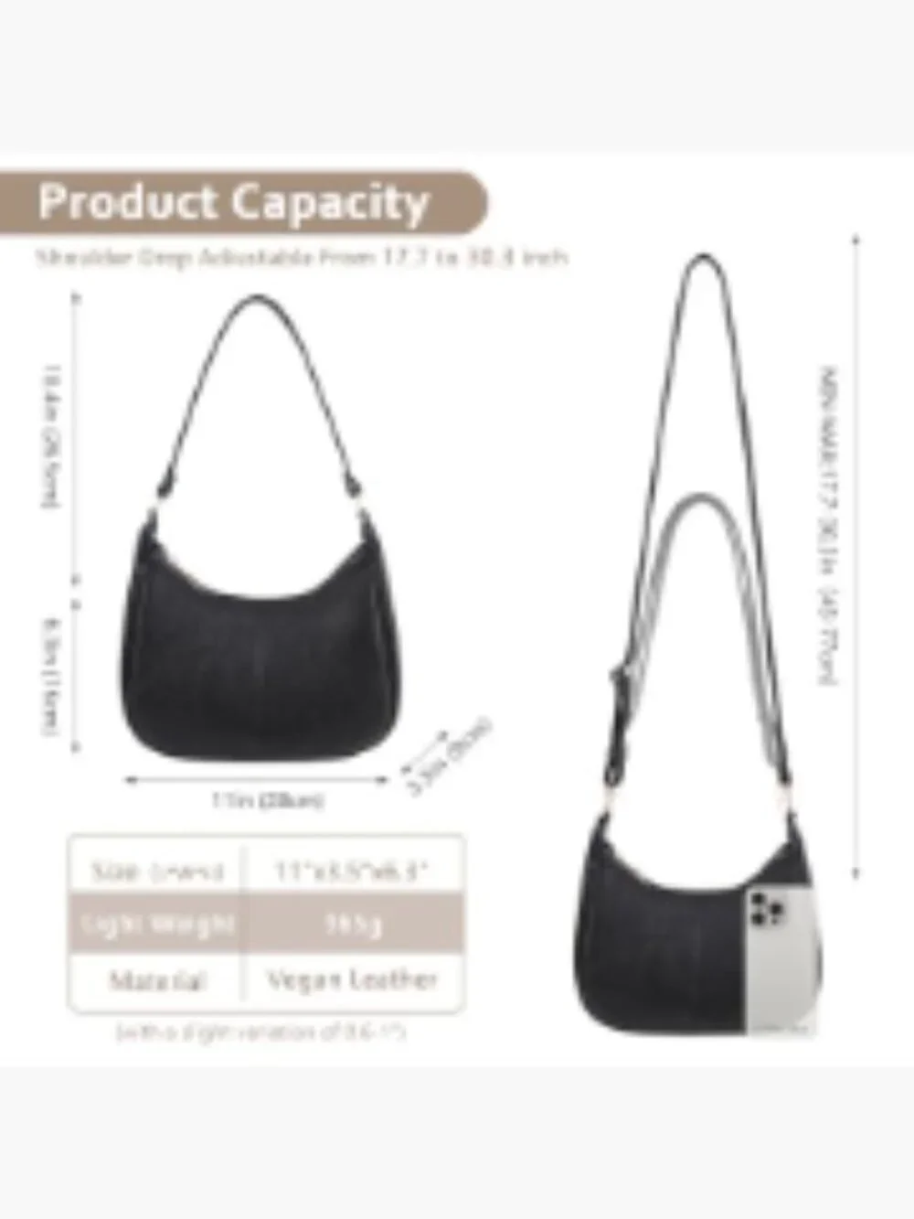 Soft Faux Leather Hobo Bag Crossbody Shoulder Purse with Adjustable Strap